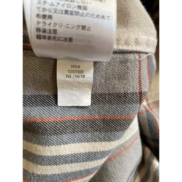 Eddie Bauer Relaxed Fit Mens Size TXL Tan & Gray Plaid Flannel Button Up Shirt - Picture 11 of 12